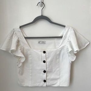 Zara Linen Flowy Sleeve Top